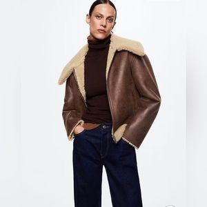 Mango Shearling Collar Jacket XXS